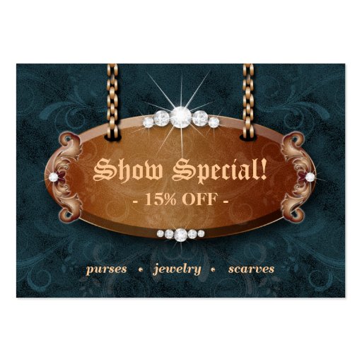 Jewelry Handbag Purse Suede Blue Tan Gift Card Business Card (front side)