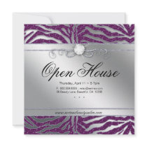 Jewelry Invitation Open House Zebra Purple Sparkle