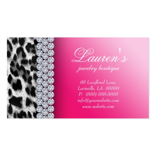 Jewelry Leopard Business Card Black Pink (back side)