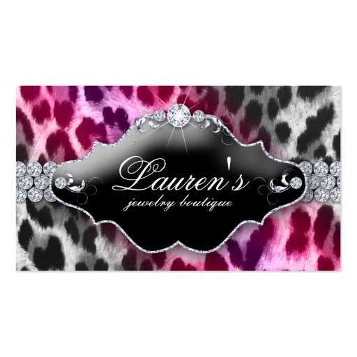 Jewelry Leopard Business Card Pink Black