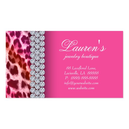 Jewelry Leopard Business Card Pink Orange (back side)