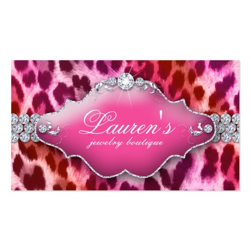 Jewelry Leopard Business Card Pink Orange (front side)