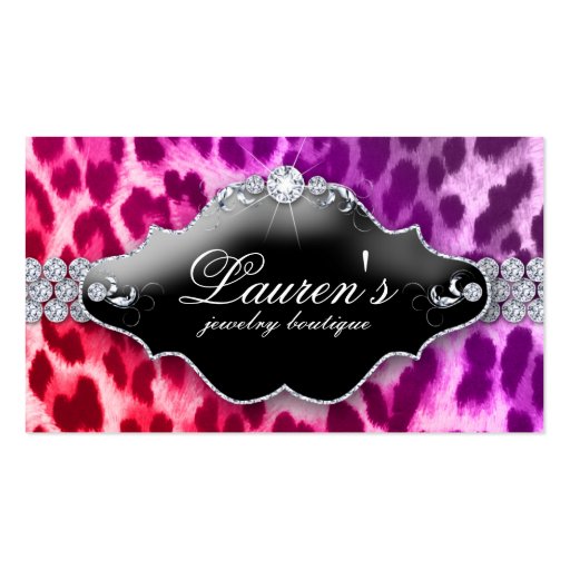 Jewelry Leopard Business Card Red Purple (front side)