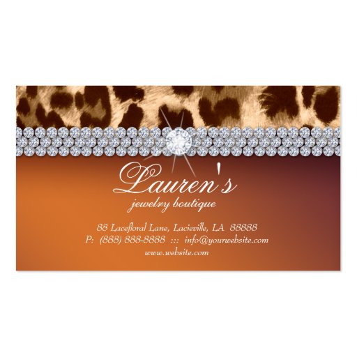 Jewelry Leopard Business Card Tanning Brown (back side)