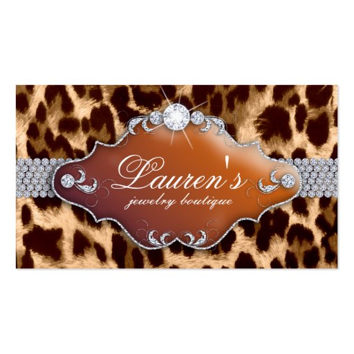 Jewelry Leopard Business Card Tanning Brown (front side)