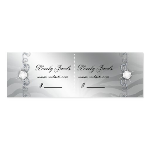 Jewelry Luxury Zebra Price Tag Pink Silver Sparkle Business Card Templates