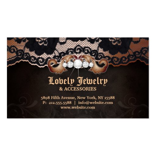 Jewelry N Lace Fashion Gold Chocolate Black Business Cards (back side)