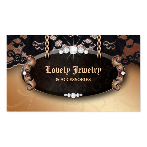 Jewelry N Lace Fashion Gold Chocolate Black Business Cards