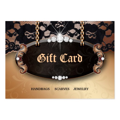 Jewelry N Lace Fashion Gold Gift Card Business Card Templates (front side)