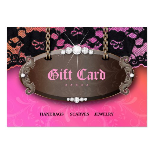 Jewelry N Lace Fashion Pink Orange Gift Card Business Card (front side)