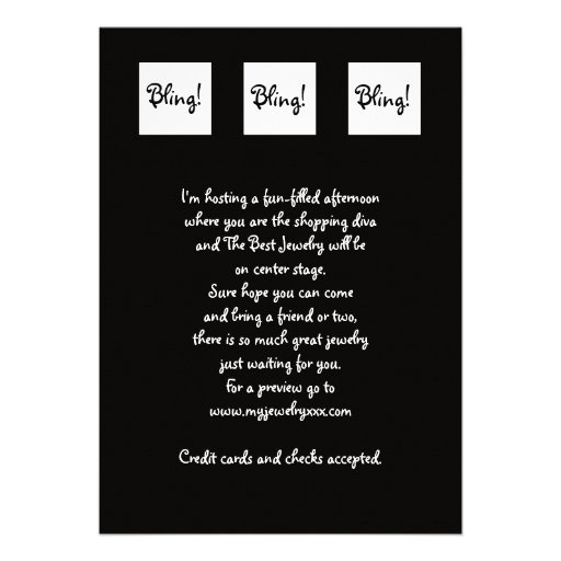 Jewelry Party Invitation -- Jewelry on Black