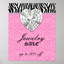 Jewelry Poster Sale leopard Heart Pearl Lace Pink