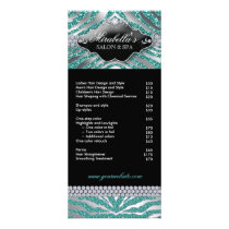Jewelry Rack Card Zebra Luxury Teal Sparkle Silver
