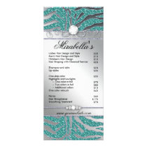 Jewelry Rack Card Zebra Luxury Teal Sparkle Silver rack cards
