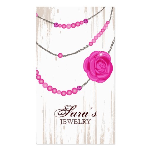 Jewelry Rose Necklace Brown Pink Business Card Template
