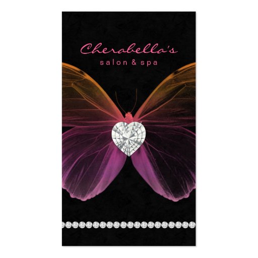 Jewelry Salon Business Card Spa Butterfly Pink (front side)