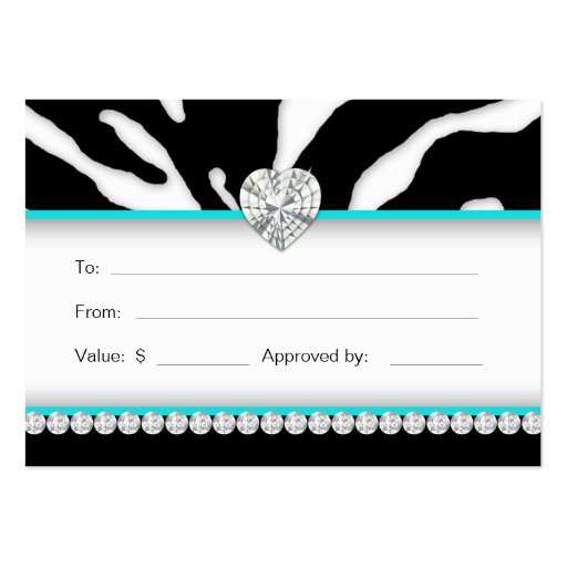 Jewelry Salon Gift Card Zebra Animal Lips Blue Business Card (back side)