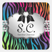 Jewelry Sticker Zebra Rainbow Salon Initial stickers