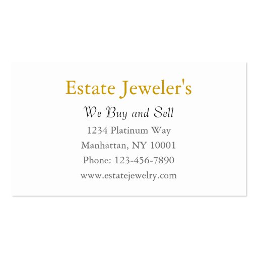 Jewelry Store Business Card Templates (back side)