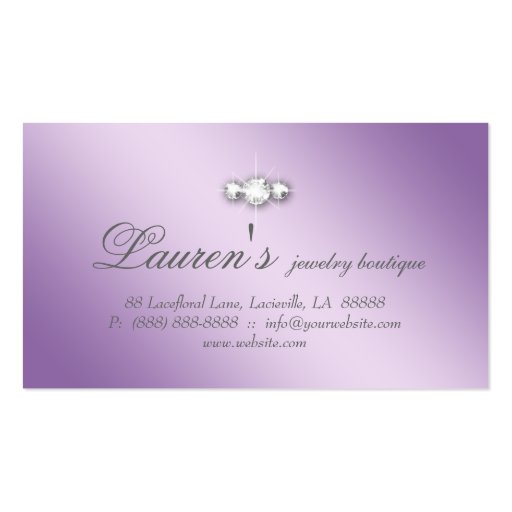 Jewelry Swirl Business Card Glitter Diamond Purple (back side)