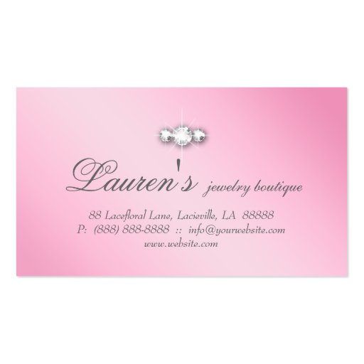 Jewelry Swirl Business Card Glitter Diamonds Pink (back side)