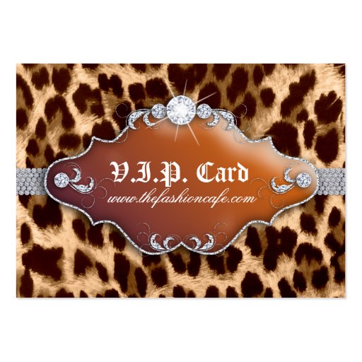 Jewelry Tanning VIP Club Card Leopard Brown Business Card (front side)