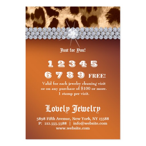 Jewelry Tanning VIP Club Card Leopard Brown Business Card (back side)