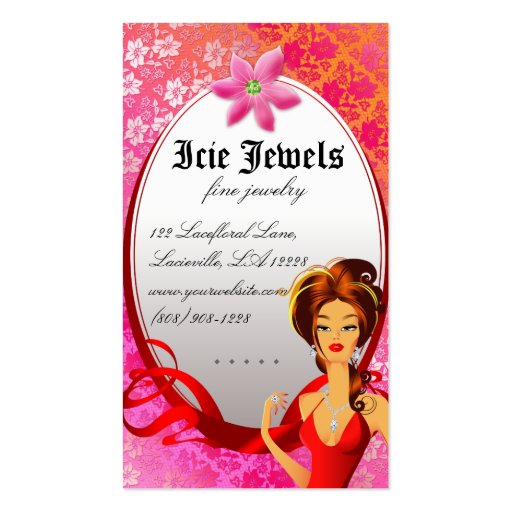 Jewelry Woman Pink Lace Business Card (back side)