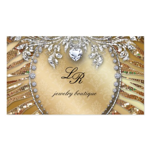 Jewelry Zebra Business Card Gold Sequins Heart