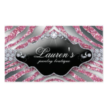 Jewelry Zebra Business Card Sparkle Pink SB