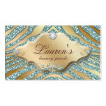 Jewelry Zebra Business Card Sparkle Teal Gold