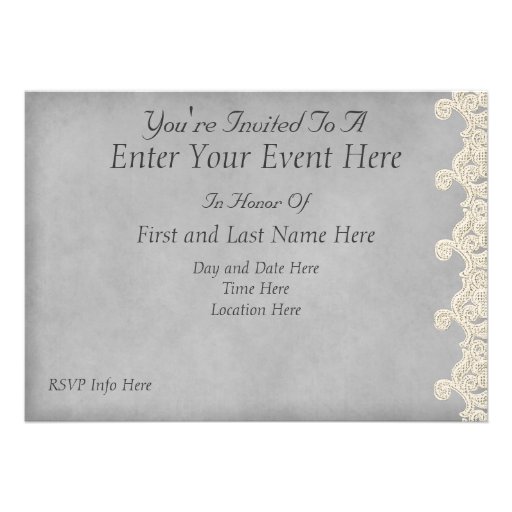 Jewels and Lace Gray Party Invitation