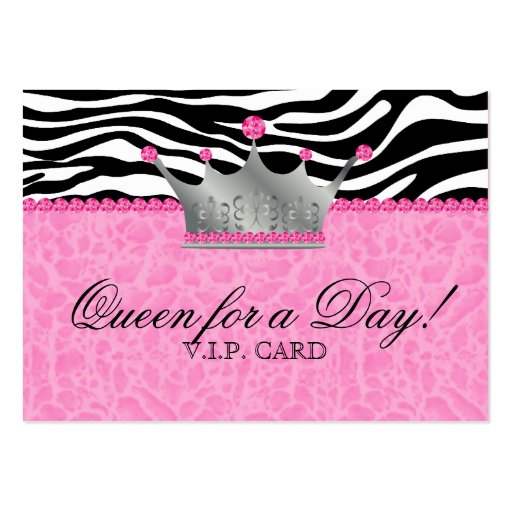 Jewels Crown Zebra leopard Lace Pink VIP Card Business Cards