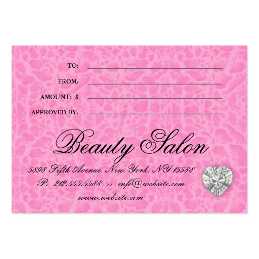 Jewels Pearls Zebra leopard Lace Pink Gift Card Business Card Templates (back side)