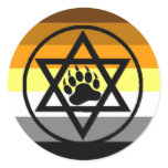 Jewish Bear Pride Flag Round Stickers