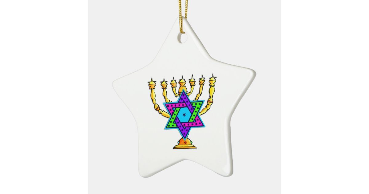 Jewish Candlesticks Ceramic Ornament Zazzle