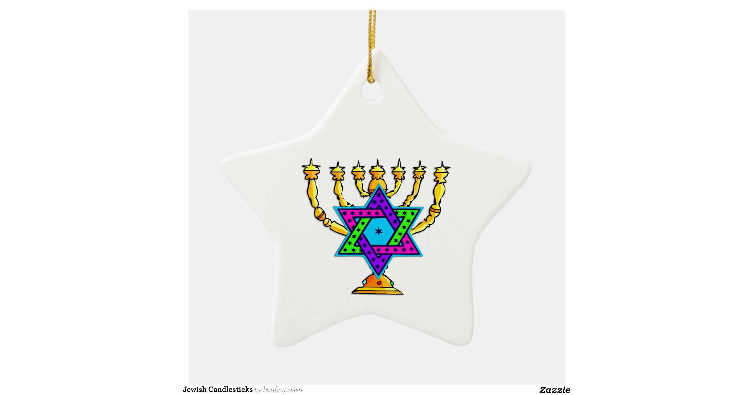 Jewish Candlesticks DoubleSided Star Ceramic Christmas Ornament Zazzle