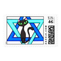 Jewish Cat Stars Stamp