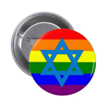 Jewish Gay Pride Flag Pinback Button