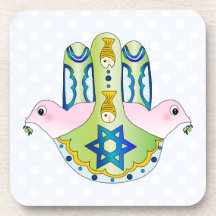 Jewish Hamsa Beverage Coaster