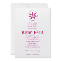 Jewish Hebrew Baby Naming with Pink Daisy Invitation