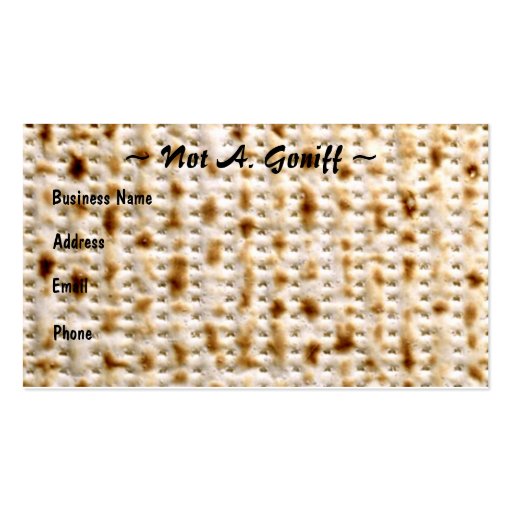Jewish Matzoh Business Card ~ Customize! (front side)