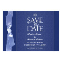 Jewish Save The Date Ribbon Flat Card Custom Invite