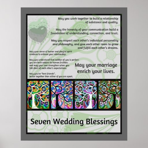 Jewish Seven Wedding Blessings Tree Of Life Hamsa Poster