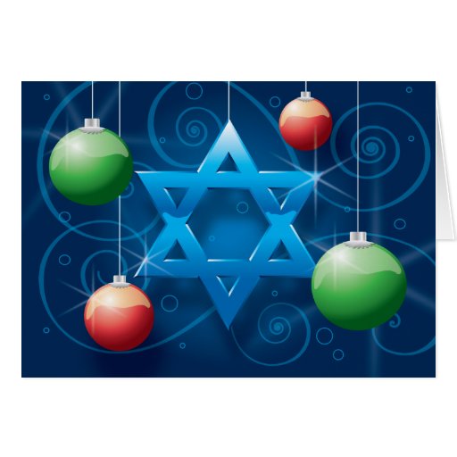 Jewish Star and Christmas Ornament Holiday card Zazzle