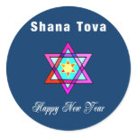 Jewish Star Shana Tova Round Sticker