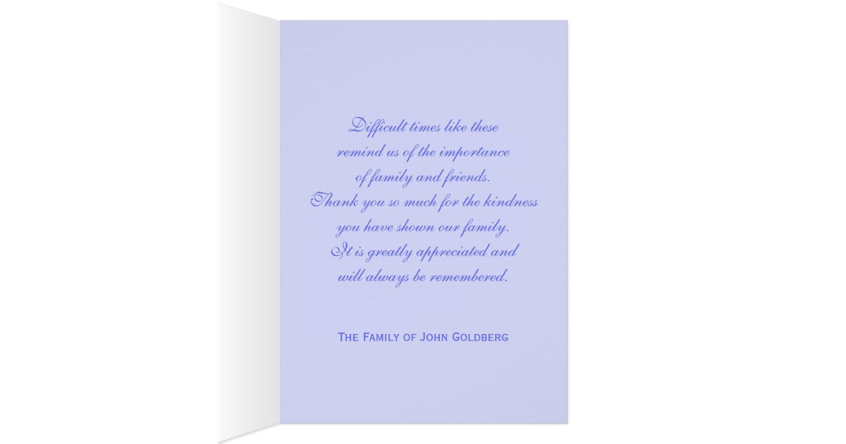 Jewish Sympathy Thank you Note Card Zazzle