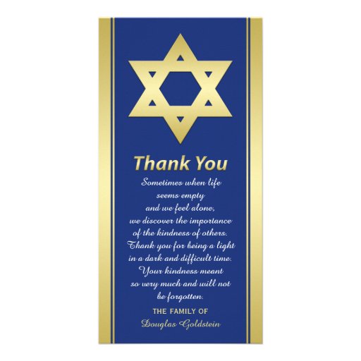 Jewish Sympathy Thank You Photo Card Star of David Zazzle