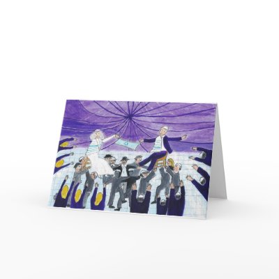 Jewish Wedding Lifting Bride and Groom Greeting Card