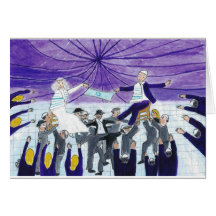 Jewish Wedding Lifting Bride and Groom Greeting Card